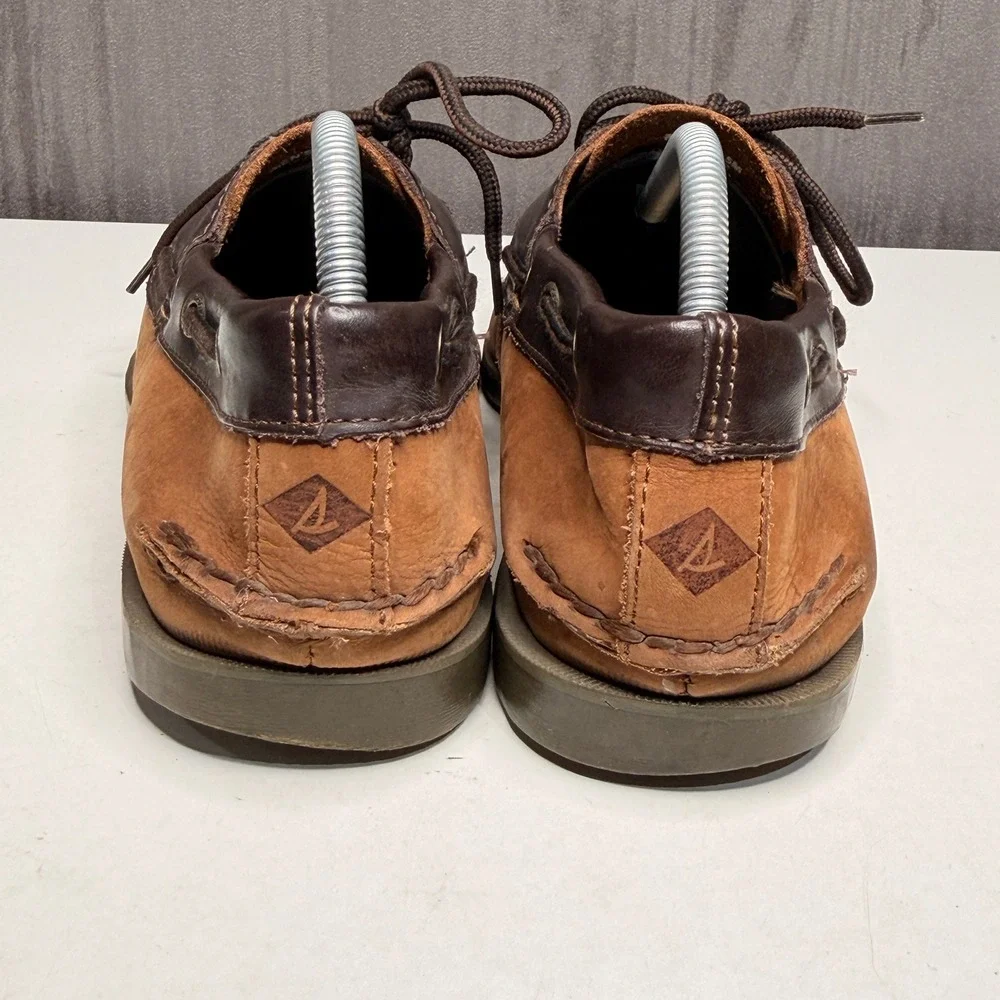 Sperry Top-Sider Boat Shoes Mens Sz 9.5 Leeward 2 Eye Tan Brown Leather 0777896